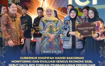 Rakornas Evaluasi dan Monitoring Sensus Ekonomi 2026, Gubernur Khofifah Sebut Data BPS Fondasi Pembangunan Presisi dan Kunci Hadirkan Kebijakan yang Tepat Sasaran